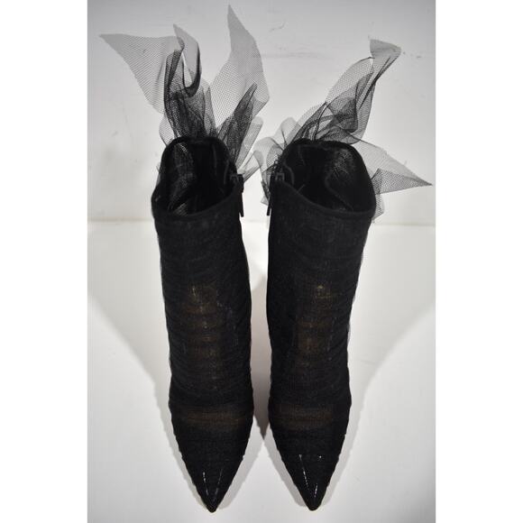 Christian Louboutin Libellibooty 100 Black Mesh Tulle Ankle Boot Heel Pump 39 - Picture 7 of 12